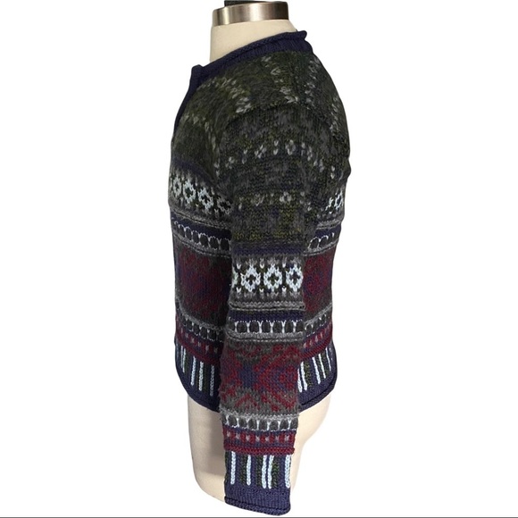 Tangents Multicolored Fair Isle Knit Full Zip Ugly Christmas Sweater Cardigan M - Picture 3 of 11